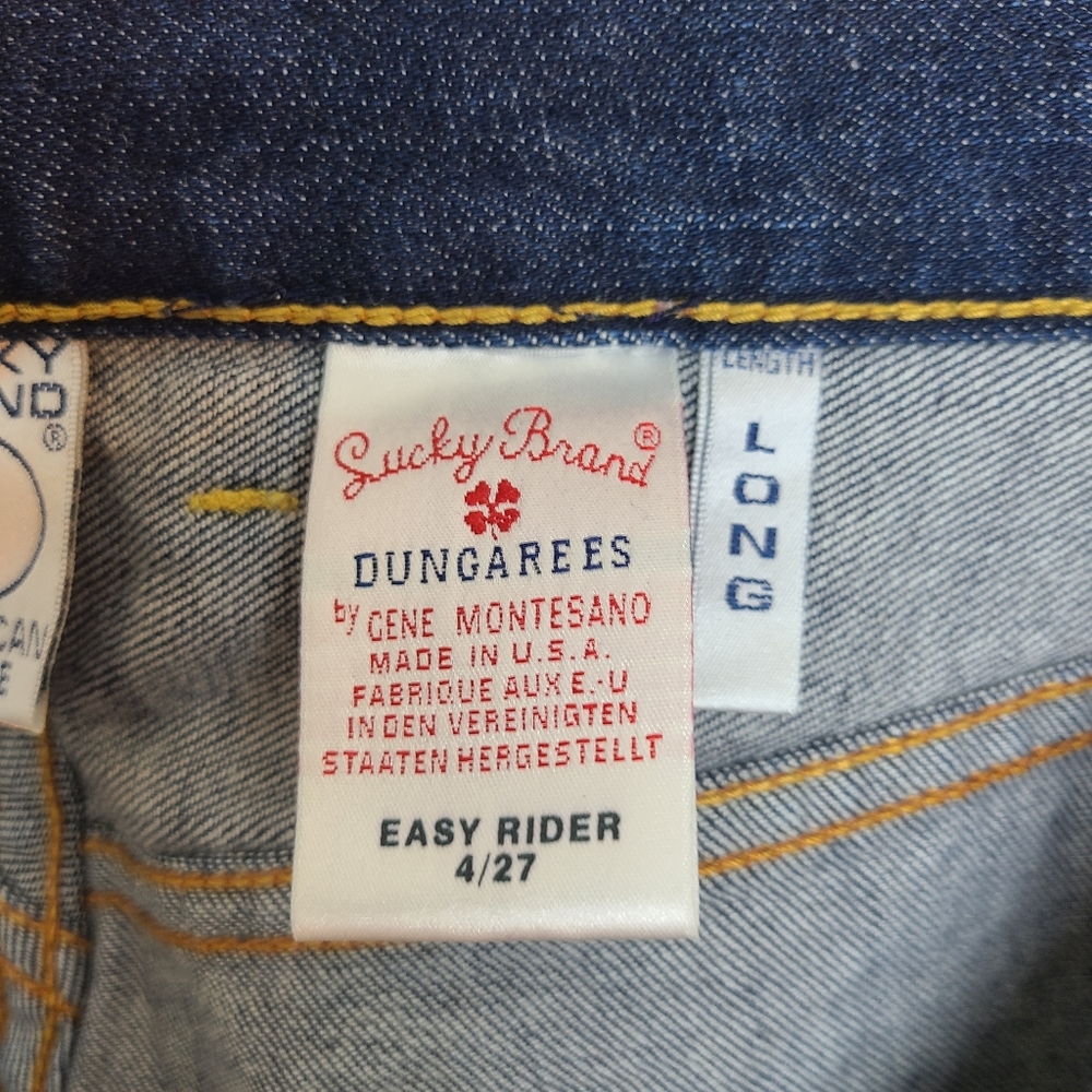 Lucky Brand Jeans Dungarees Easy Rider Long Dark Wash Button Fly Size 27 - Picture 12 of 14